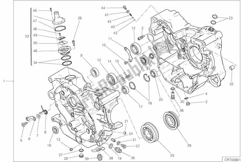 Alle onderdelen voor de 09a - Paar Halve Carters van de Ducati Scrambler Desert Sled 803 2020